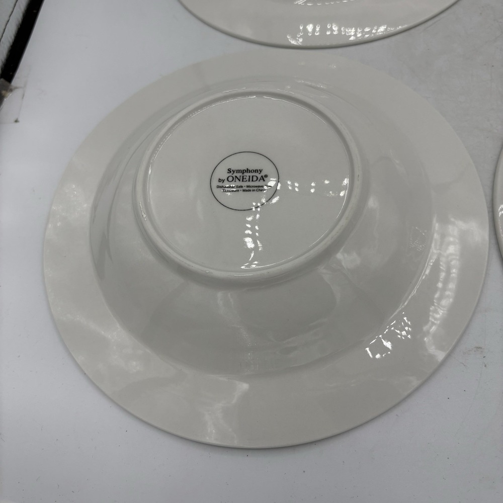 Oneida Symphony Bowls Wide Rimmed Soup Salad White 9"‎ Stoneware Lot Set of 4 - Picture 10 of 13
